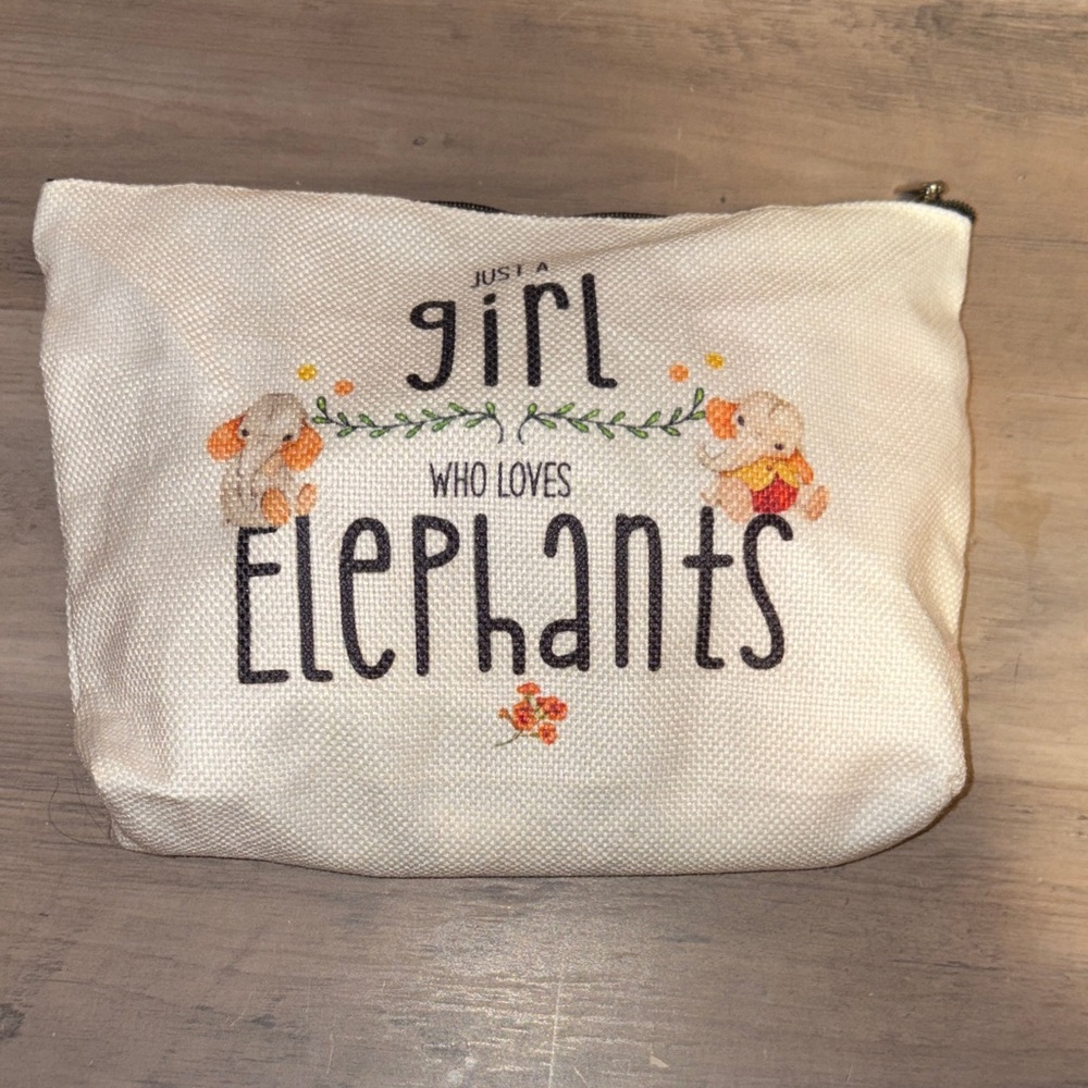 Elephant Print Cream Pouch